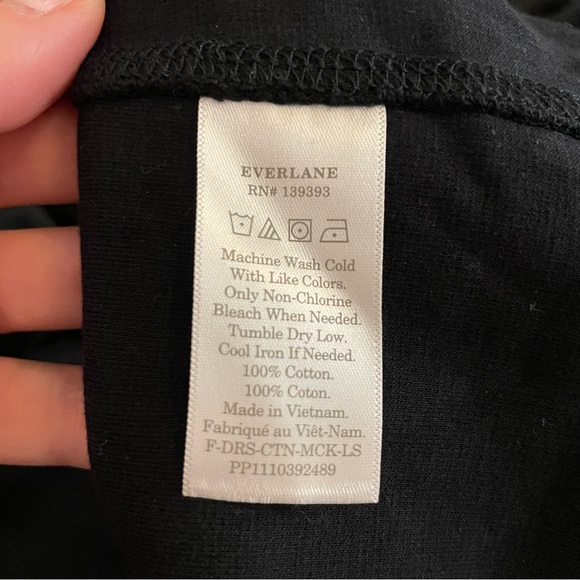 EVERLANE The Cotton Mockneck Dress in Black Long Sleeve Mini Length Small NEW - Picture 7 of 8